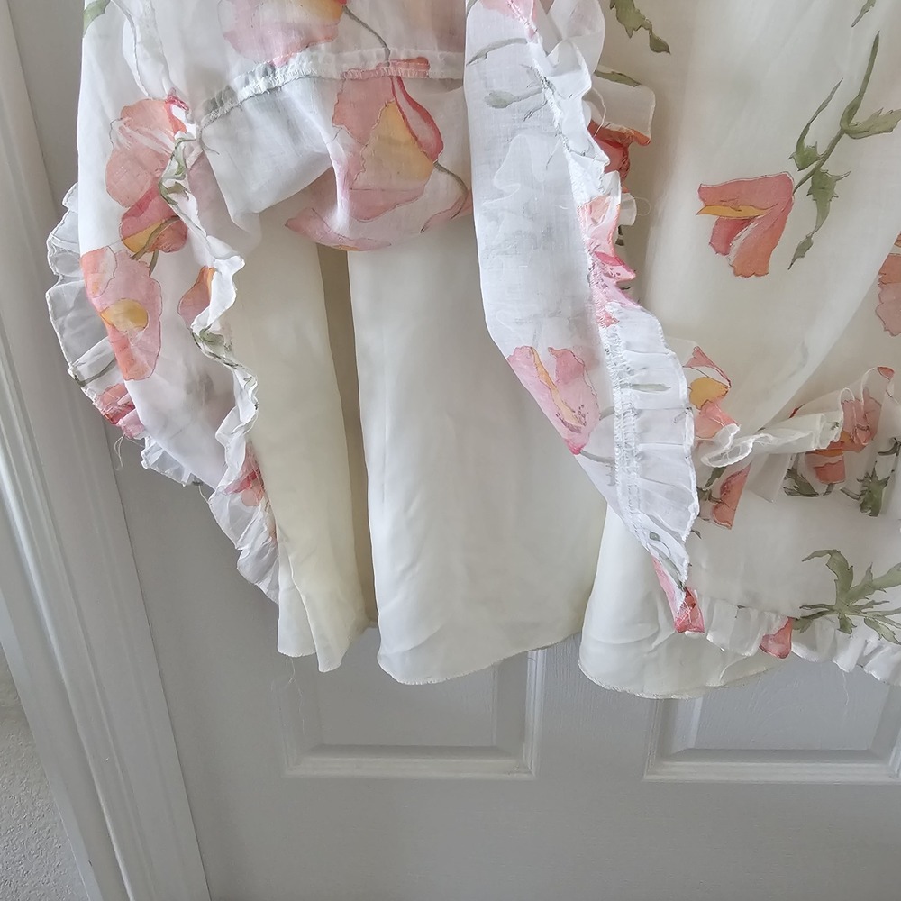 1970s 70s Vintage Dessy Creations Illusion Bodice Maxi Dress Poppy Floral #14 - Picture 3 of 16